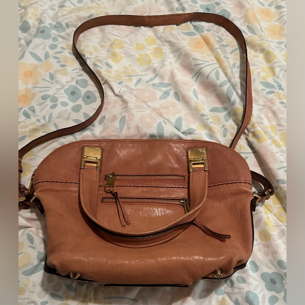Chloe Angie Leather 2way Bag in Terracota